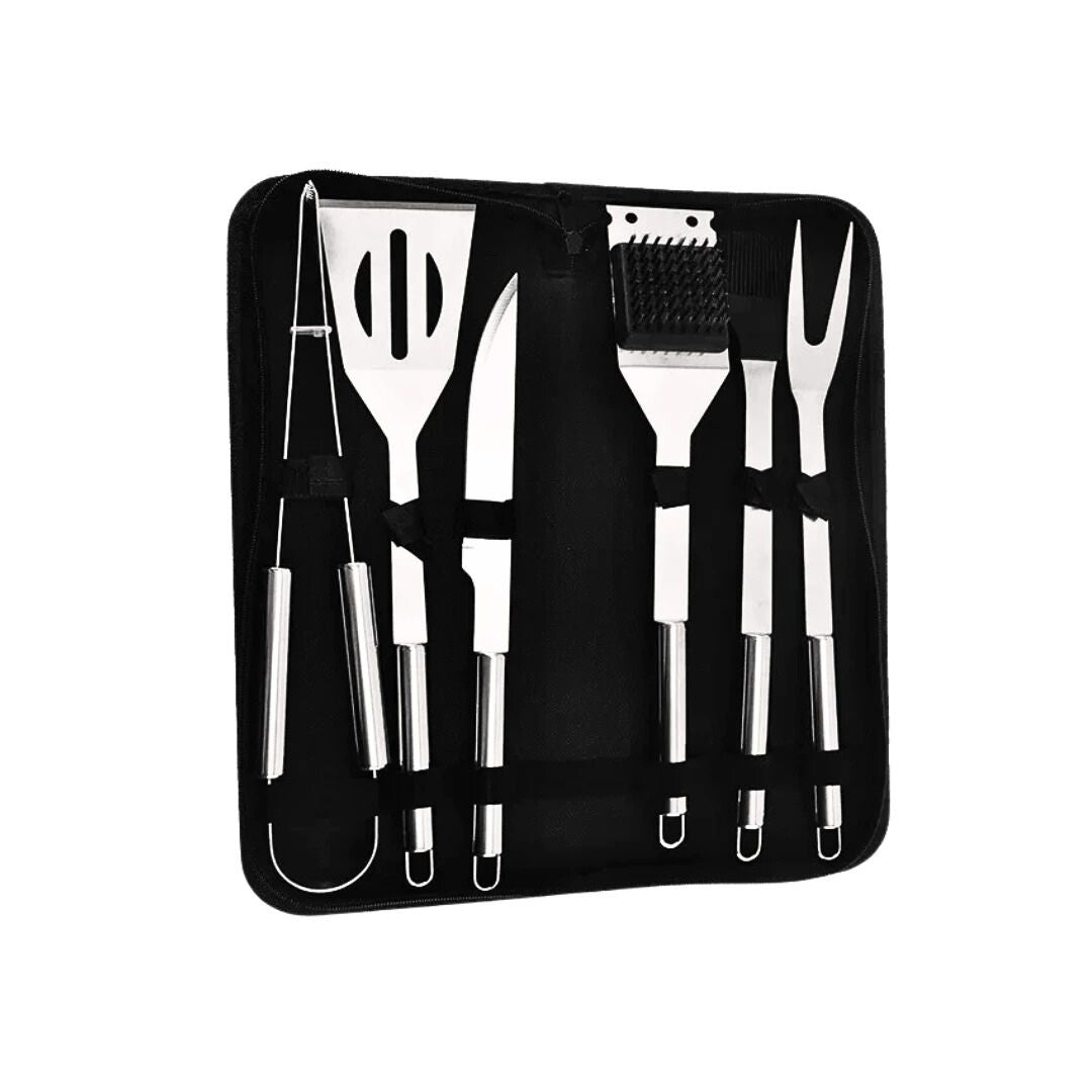 Kit Churrasco Portátil - Utensílios de Aço Inox