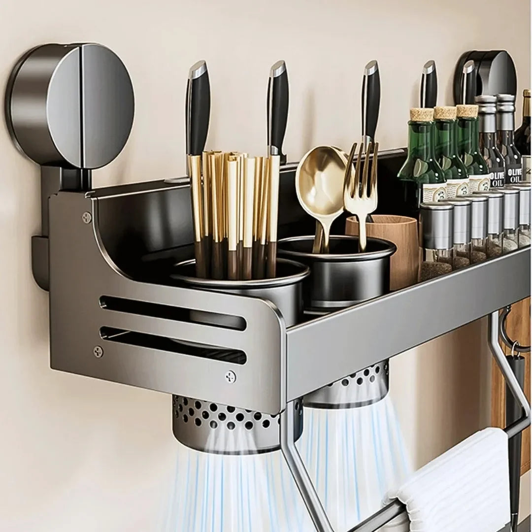 Prateleira de Alumínio para Cozinha com Ventosa - Sem Furos