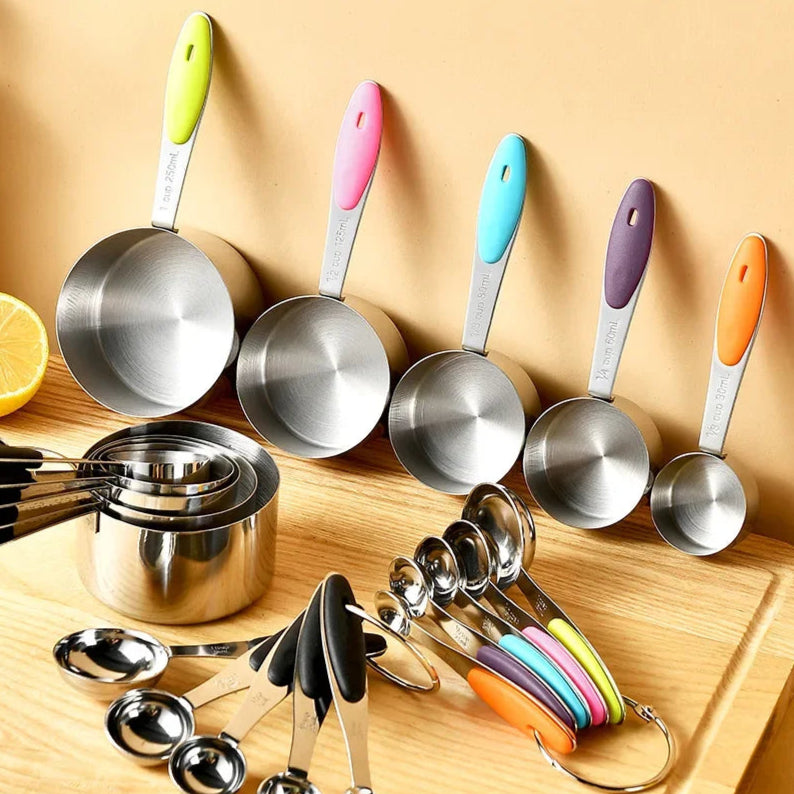 Kit 10 Medidores de Aço Inox - Copos e Colheres