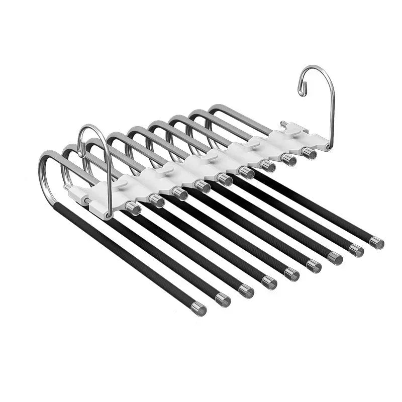 Cabide organizador de calças multifuncional em aço inoxidável para armário