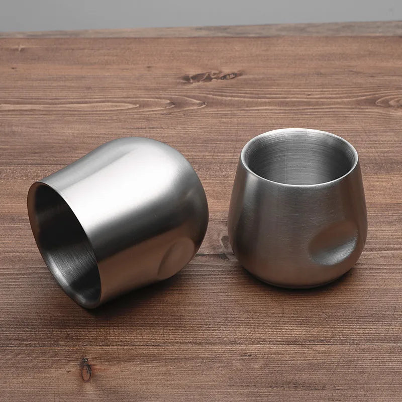 Caneca Côncava de Aço Inox 304 - Com Parede Dupla Térmica