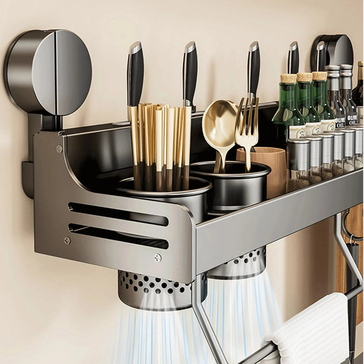 Prateleira de Alumínio para Cozinha com Ventosa - Sem Furos