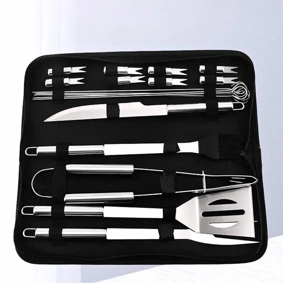 Kit Churrasco Portátil - Utensílios de Aço Inox