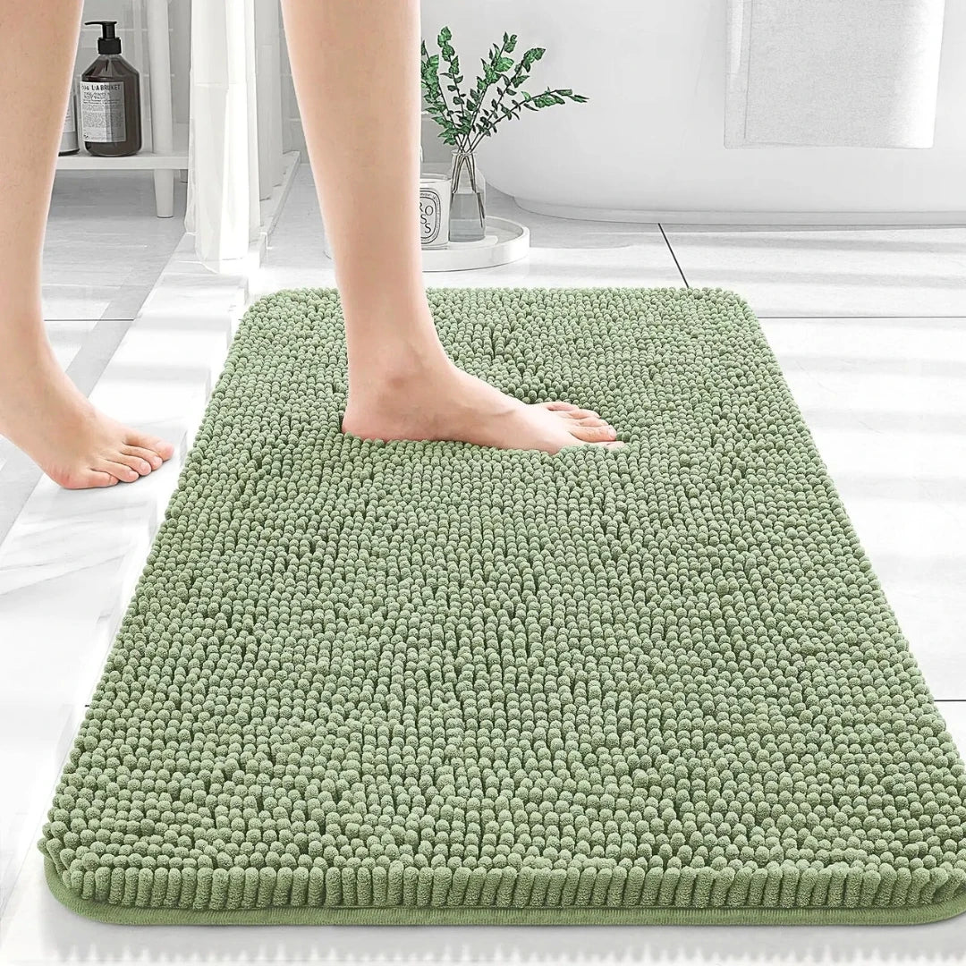 Tapete de Banheiro Microfibra Chenille - Ultra Absorvente Antiderrapante