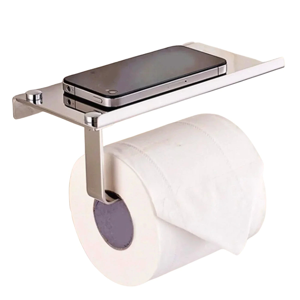 Porta Papel Higiénico de Inox 304 - Com Prateleira para Celular