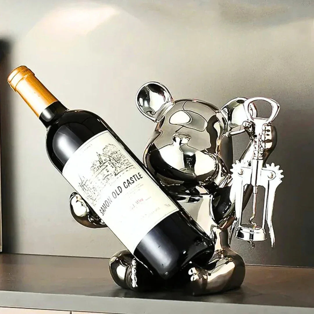 Suporte para Vinhos Divertido - Em Cerâmica com Abridor Integrado