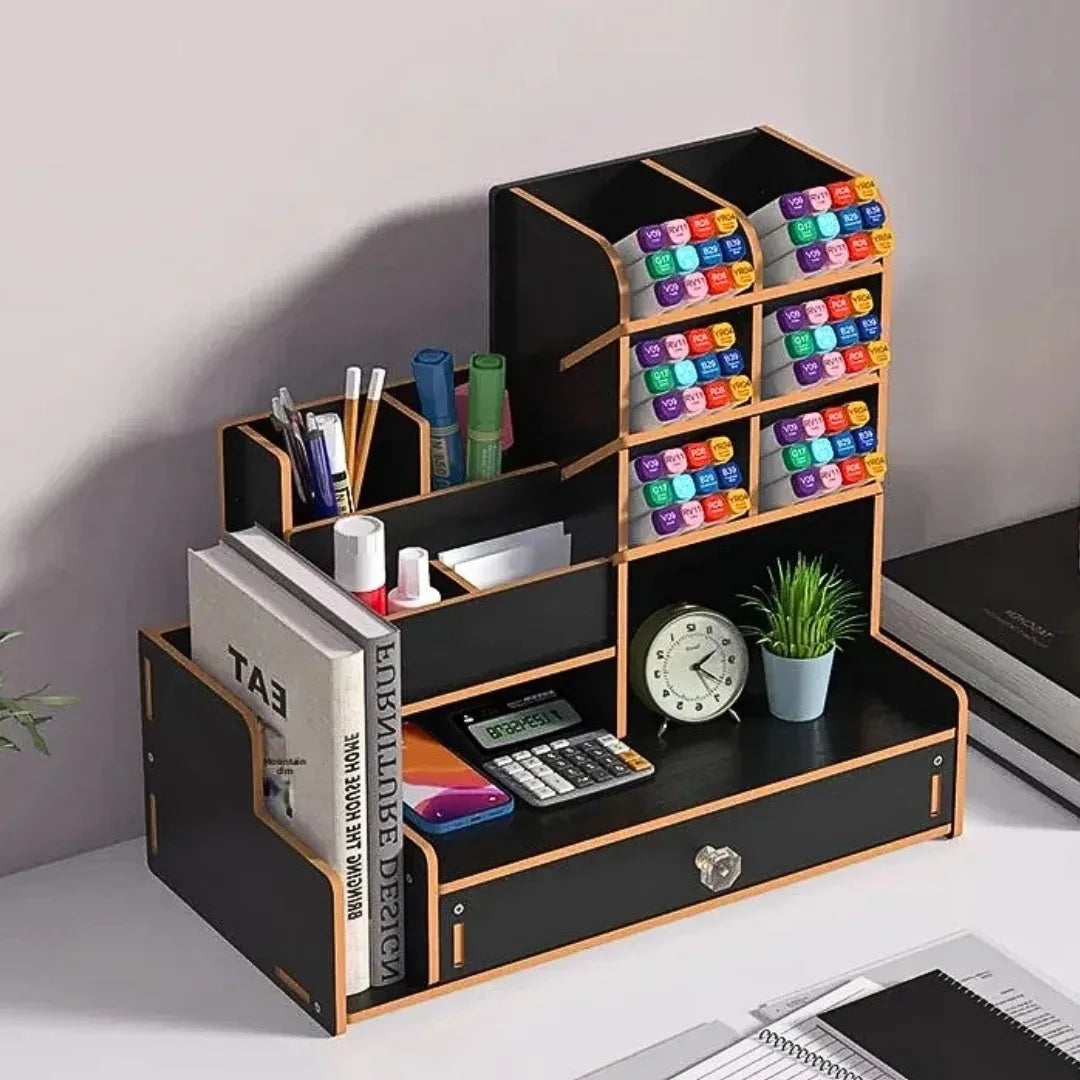 Organizador de Mesa em Madeira Ecológica - Design Nórdico