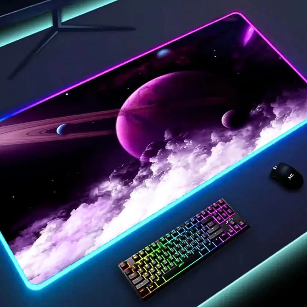 Mousepad Via Láctea Gamer - Em Microfibra com LED RGB
