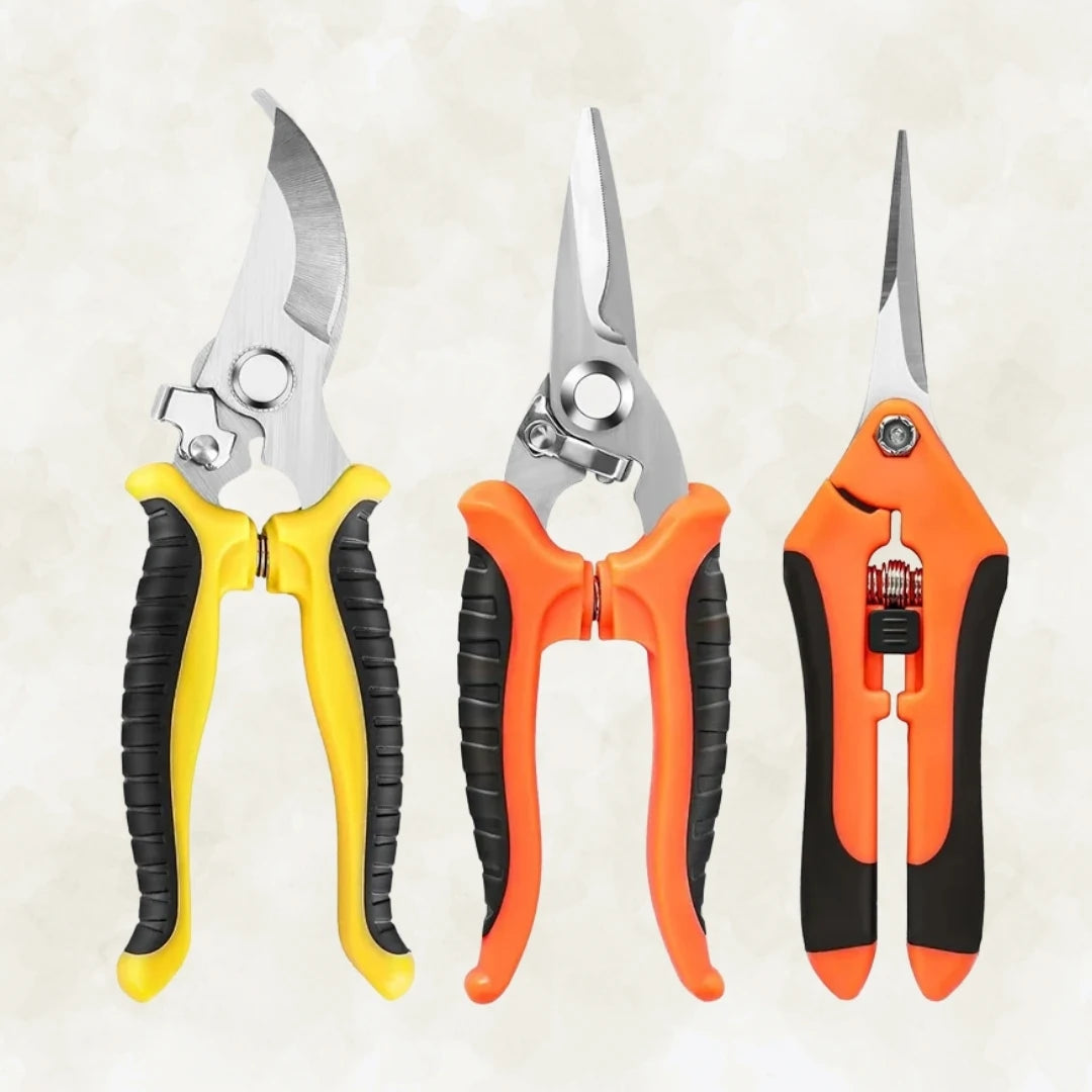 Kit de 3 Tesouras para Poda - em Aço Inox