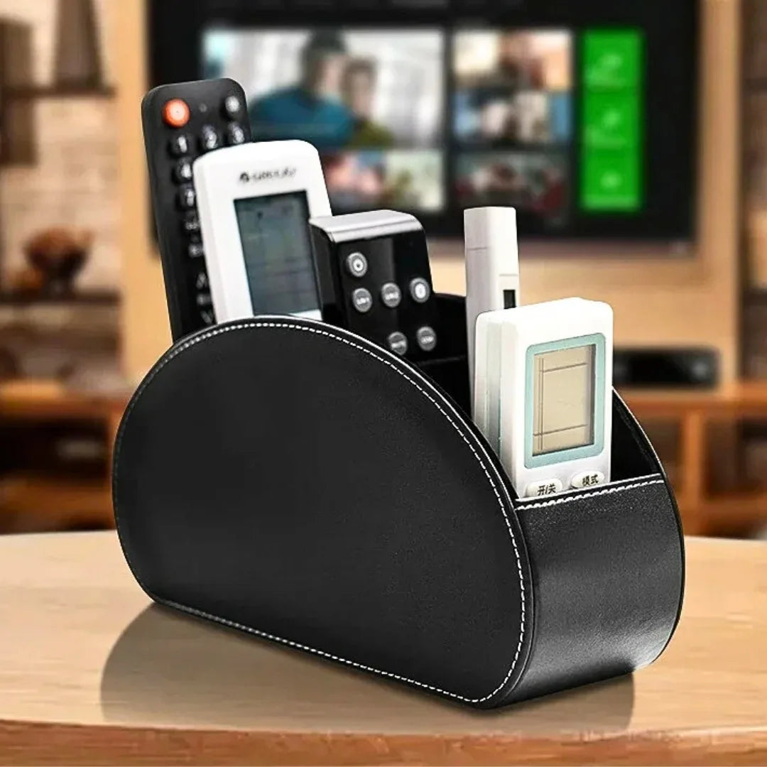 Caixa Organizadora para Controle - em Couro com 5 Nichos