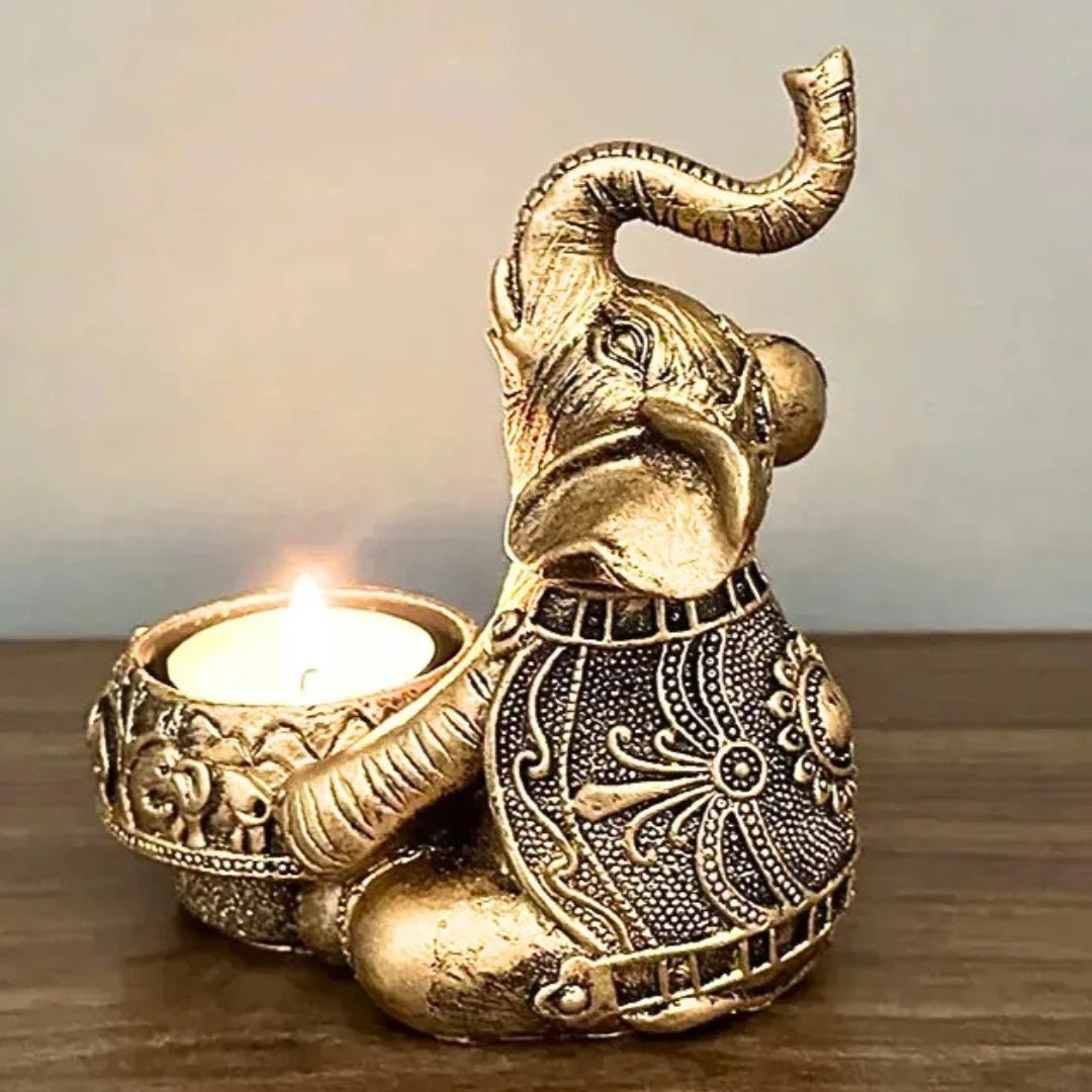 Porta-Vela Decorativo Elefante - De Poliresina