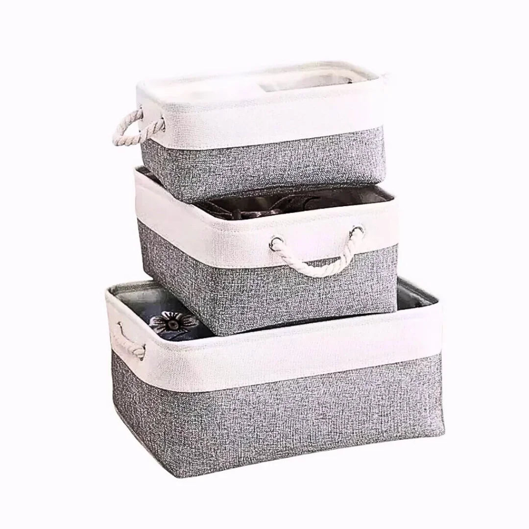 Cesta Organizadora Dobrável em Linho - Solução de Armazenamento Otimizada