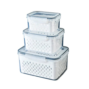 Pote de Geladeira Hermético com Drenagem - Com Cesto Interno