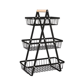 Cesta Organizadora de Frutas Empilhável em Aço Carbono - Design de Mesa