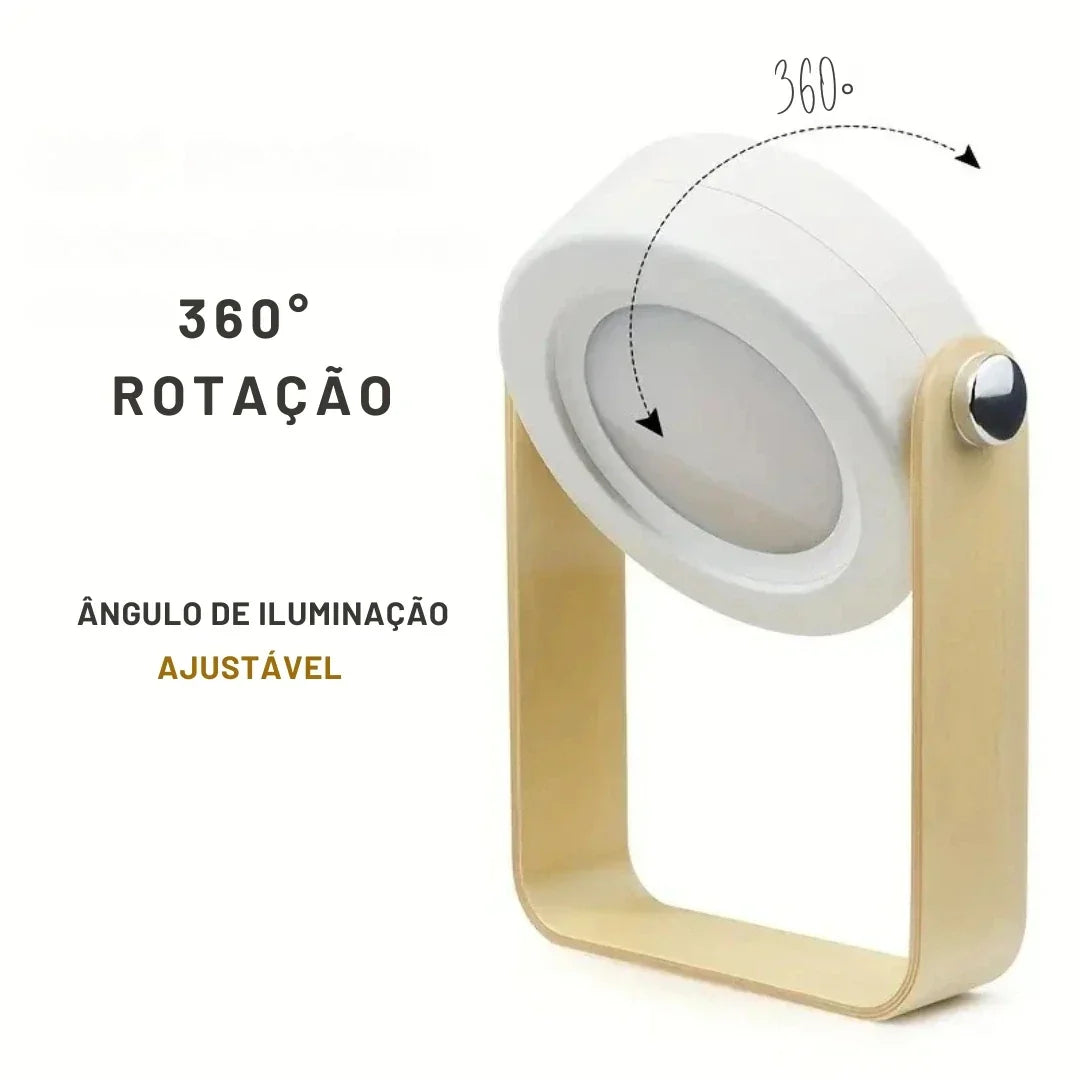 Luz de LED Dobrável e Giratória - Recarregável Touch com 3 Níveis