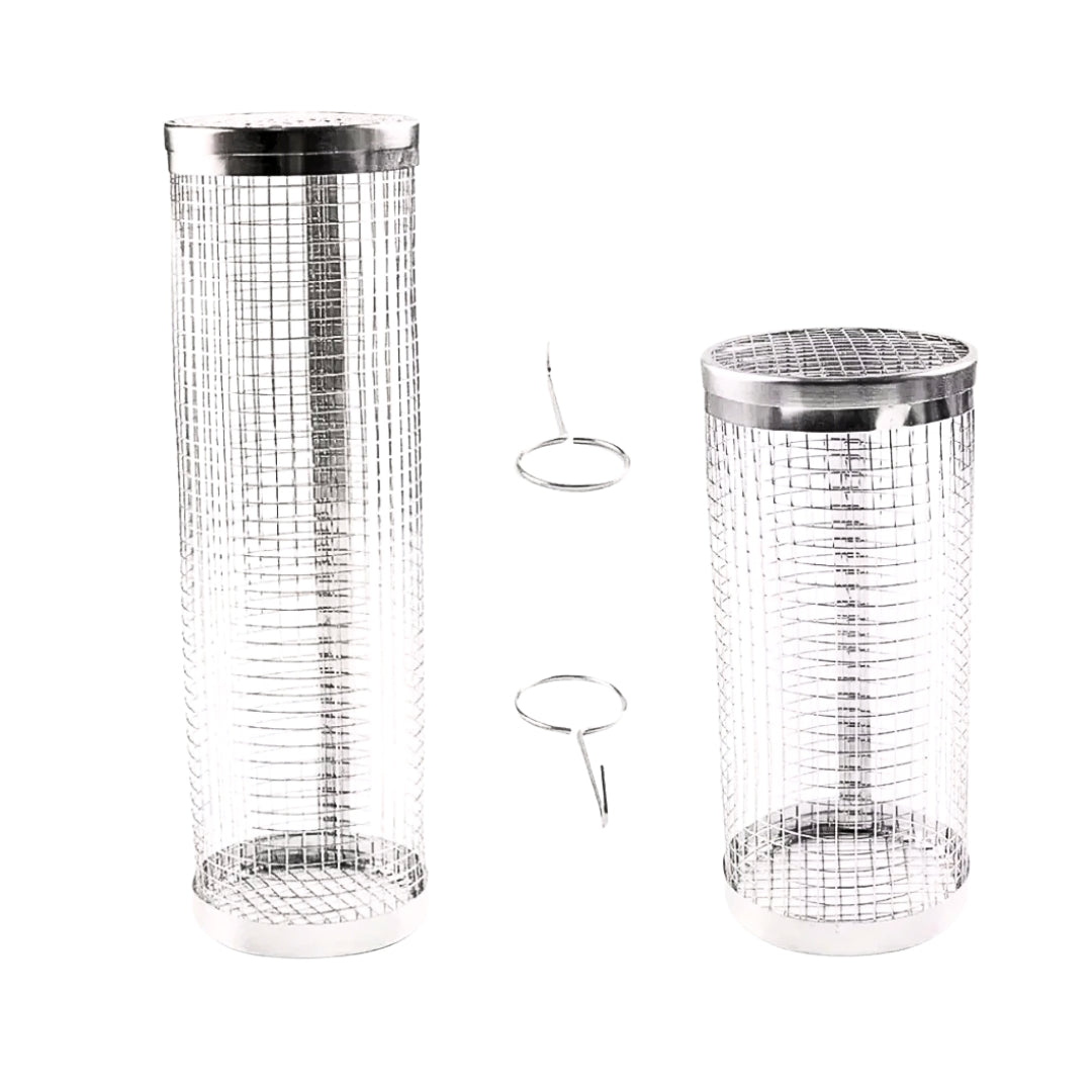 Grelha Cilíndrica Portátil - De Aço Inox para Churrasco