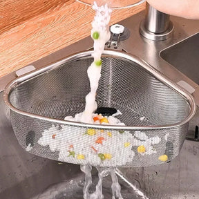 Cesto Triangular para Pia - De Aço Inoxidável para Resíduos
