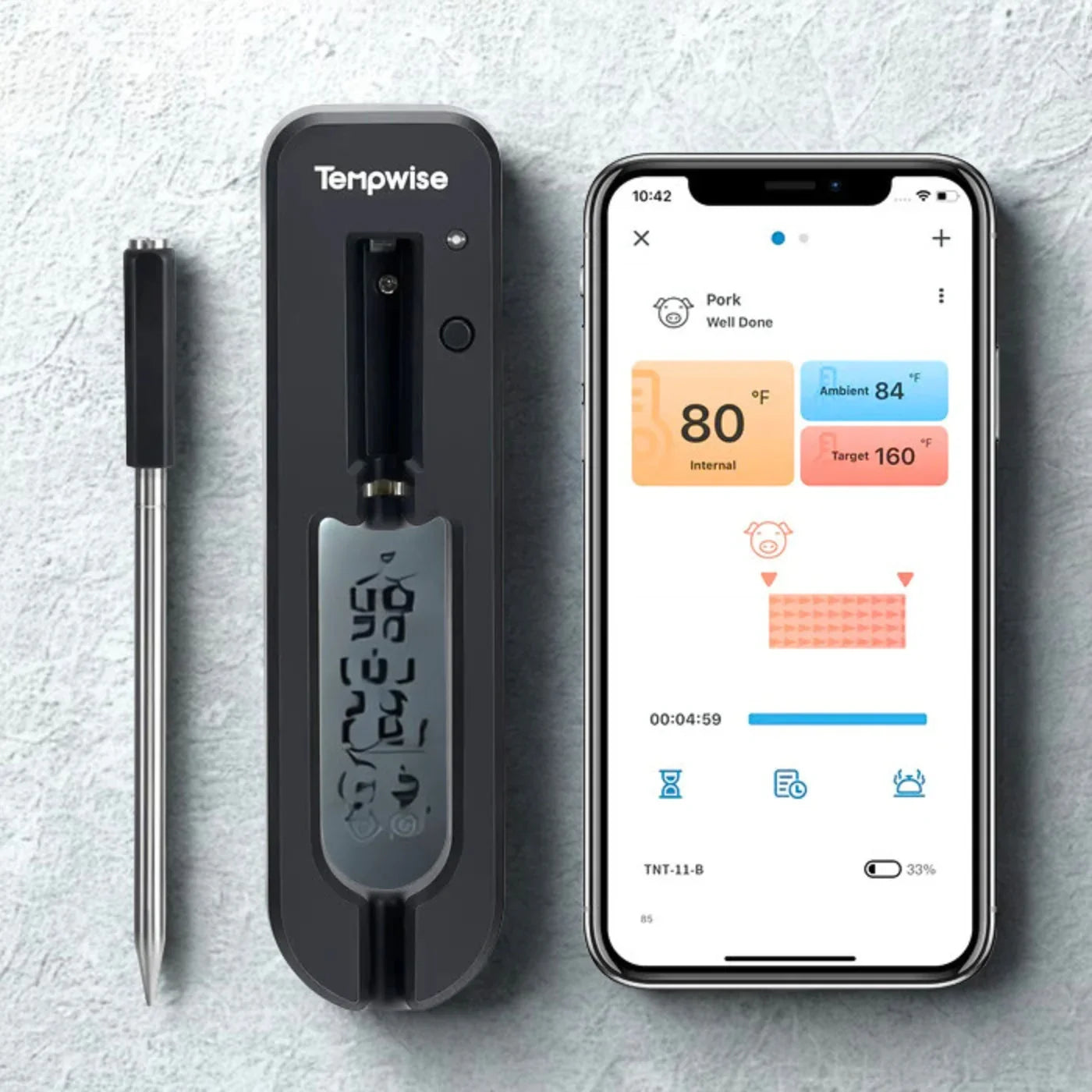 Termômetro de Carne Sem Fio - Bluetooth 5.0 com 4 Sondas