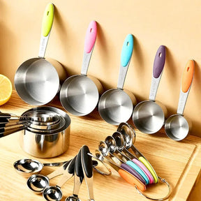 Kit 10 Medidores de Aço Inox - Copos e Colheres