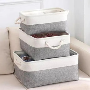 Cesta Organizadora Dobrável em Linho - Solução de Armazenamento Otimizada