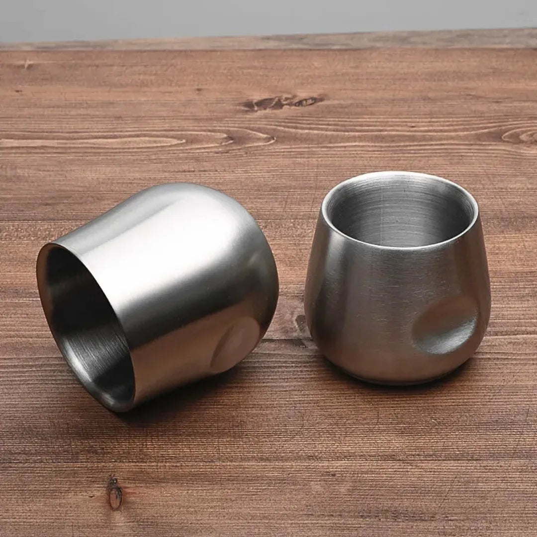 Caneca Côncava de Aço Inox 304 - Com Parede Dupla Térmica
