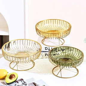 Bandeja de Frutas de Vidro - Design Luxuoso