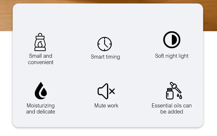 Umidificador Ultrassônico de Mesa - Com Luz LED Estilo Vela