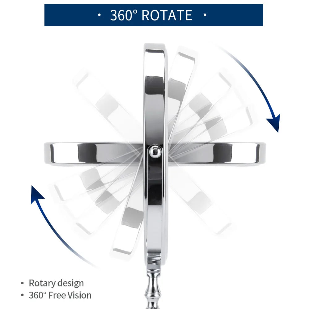 Espelho de Maquiagem 8 Polegadas - Ampliação 10x com Rotação 360º