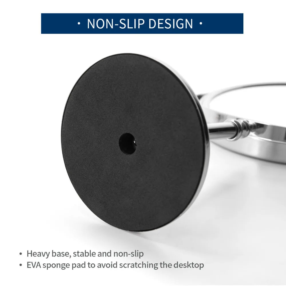 Espelho de Maquiagem 8 Polegadas - Ampliação 10x com Rotação 360º