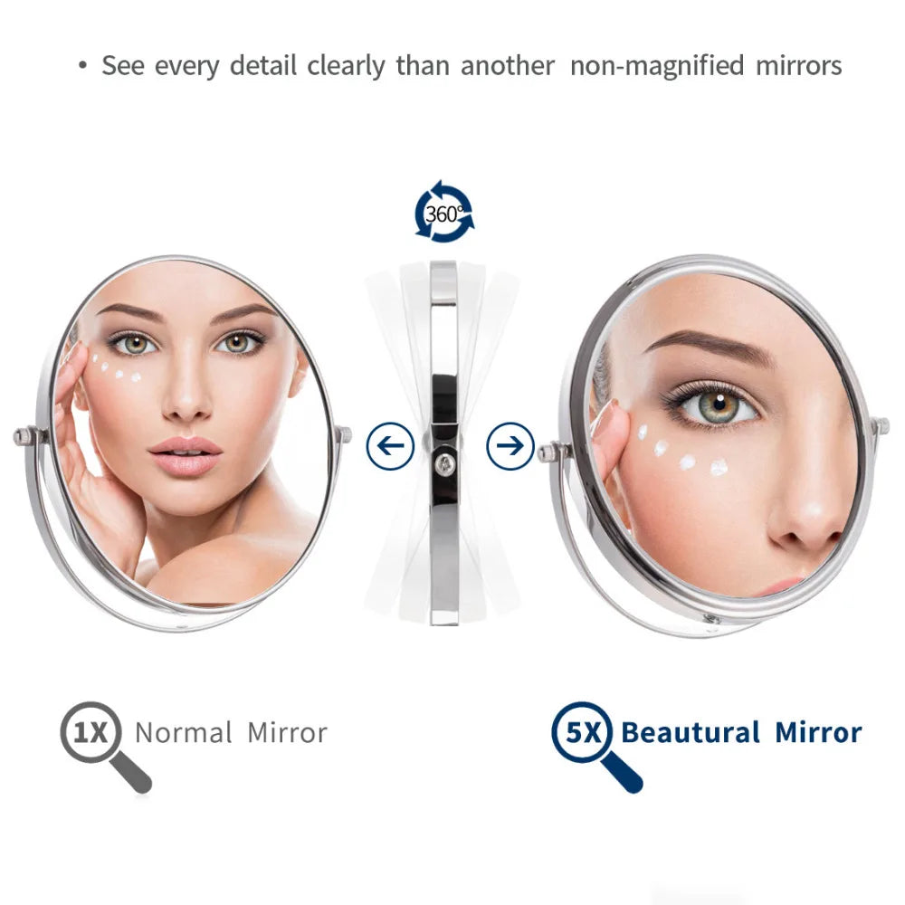 Espelho de Maquiagem 8 Polegadas - Ampliação 10x com Rotação 360º