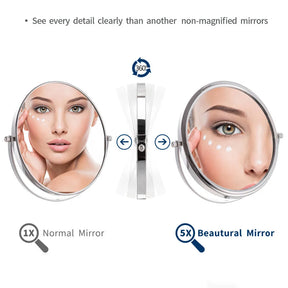 Espelho de Maquiagem 8 Polegadas - Ampliação 10x com Rotação 360º