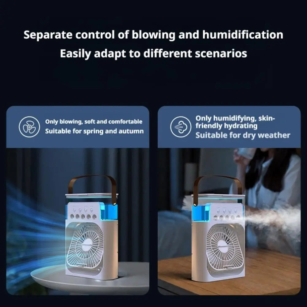 Climatizador Portátil 3 em 1 — Frescor Inteligente com USB-C