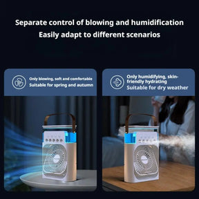 Climatizador Portátil 3 em 1 — Frescor Inteligente com USB-C