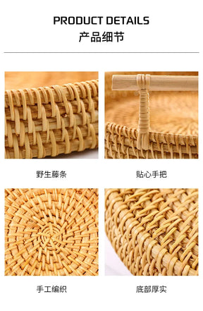 Cesta Artesanal em Vime Natural - Pães e Frutas