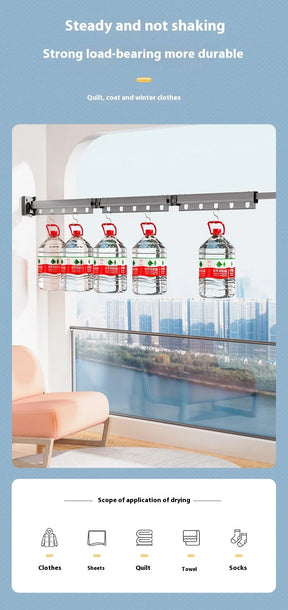 Varal Retrátil de Parede em Alumínio - Dobrável 360º Sem Furo