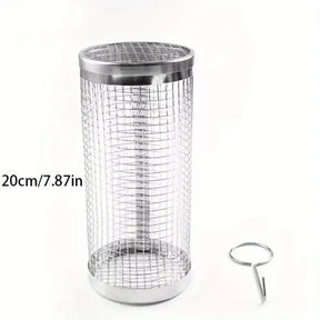 Grelha Cilíndrica Portátil - De Aço Inox para Churrasco