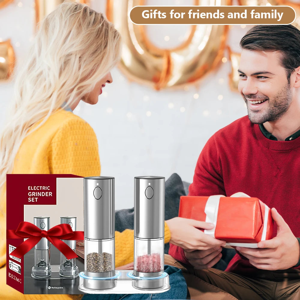 Moedor Elétrico de Pimenta e Sal - Recarregável USB Ajustável