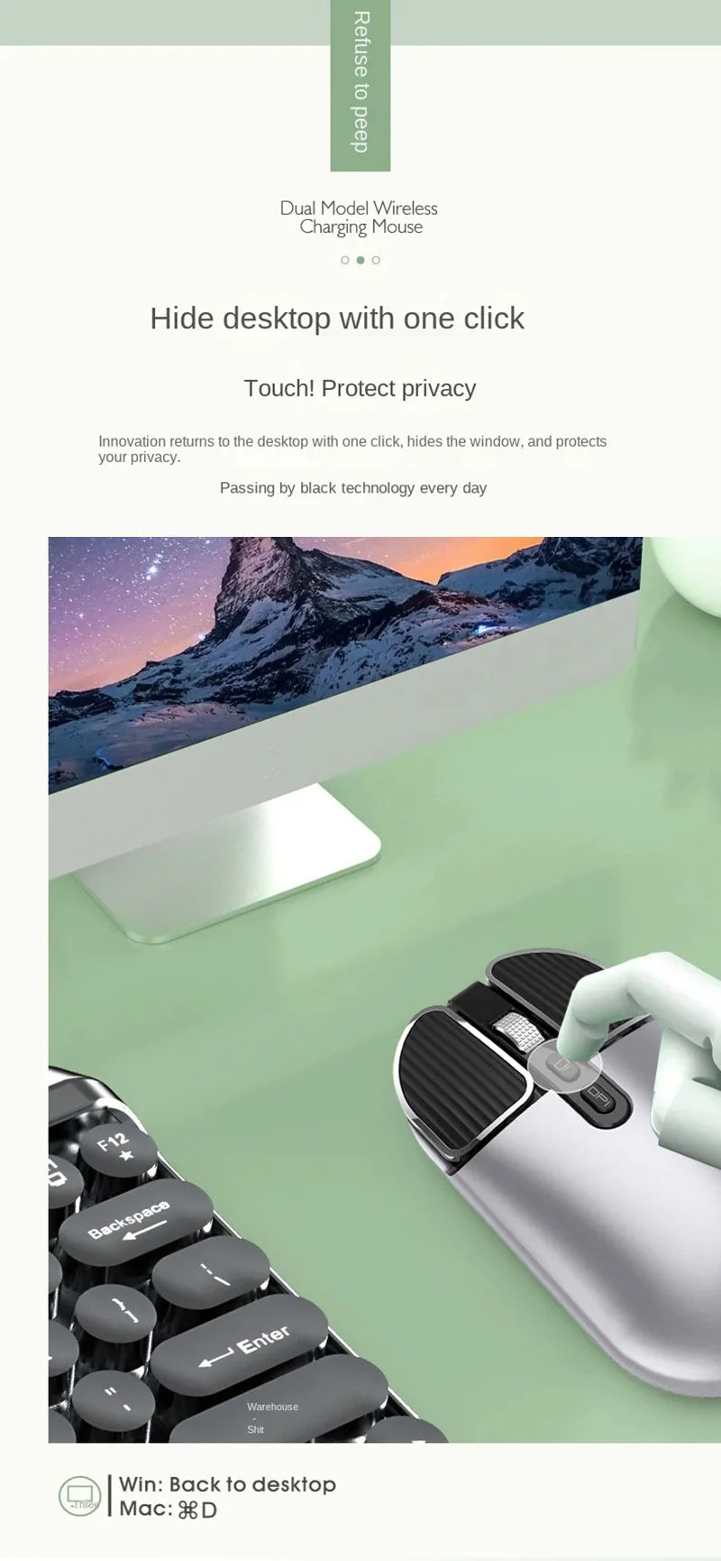 Mouse Bluetooth 2.4GHz - Silencioso e Recarregável