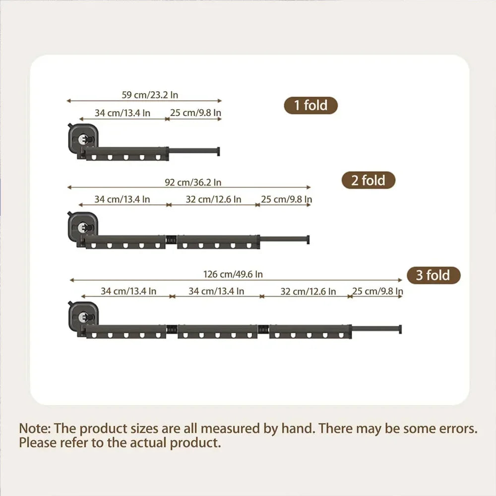 Varal Retrátil de Parede em Alumínio - Dobrável 360º Sem Furo