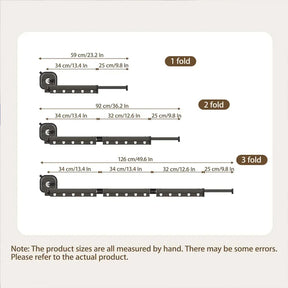 Varal Retrátil de Parede em Alumínio - Dobrável 360º Sem Furo