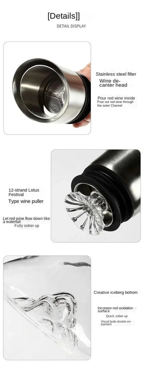 Decantador de Vinho em Cascata - De Cristal e Sem Chumbo