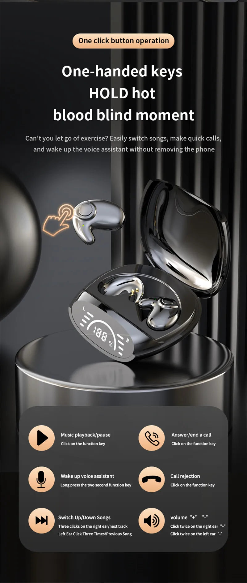 Fone Bluetooth 5.1 Intra-Auricular - Anti-Ruído e Anti-umidade