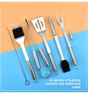 Kit Churrasco Portátil - Utensílios de Aço Inox