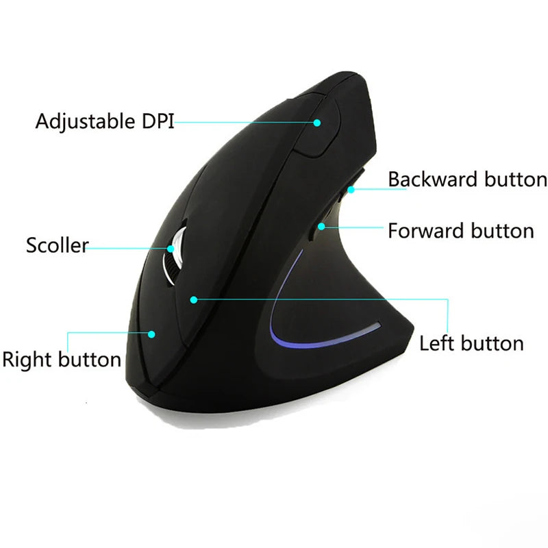 Mouse Vertical Ergonômico Recarregável - Bluetooth e 2,4GHz