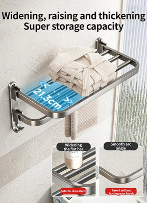 Toalheiro de Parede Dobrável em Alumínio - com Gancho