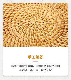 Cesta Artesanal em Vime Natural - Pães e Frutas