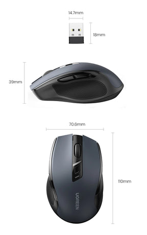 Mouse Sem Fio Ergonômico — 4000 DPI e Clique Silencioso