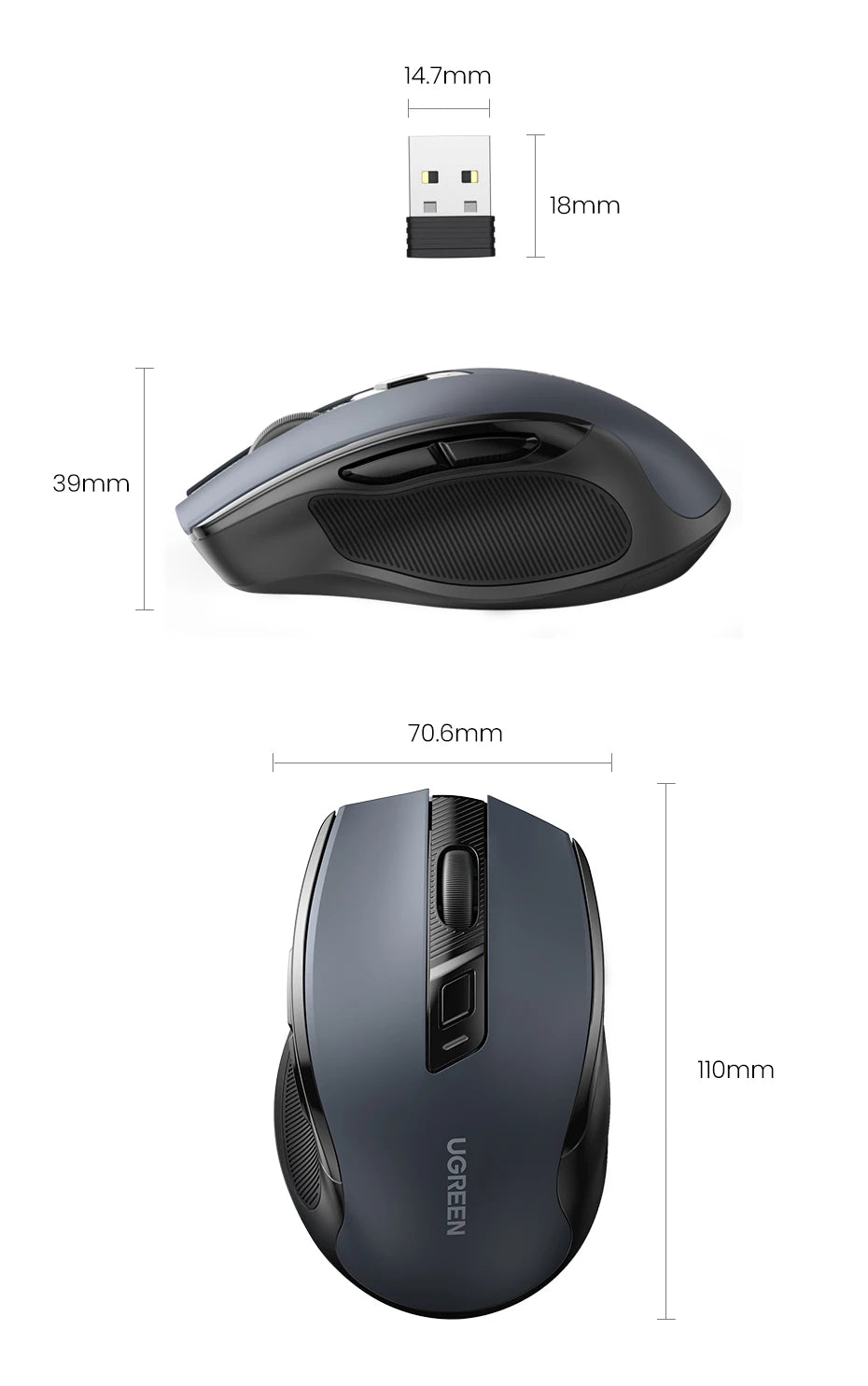 Mouse Sem Fio Ergonômico — 4000 DPI e Clique Silencioso