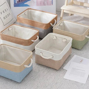 Cesta Organizadora Dobrável em Linho - Solução de Armazenamento Otimizada