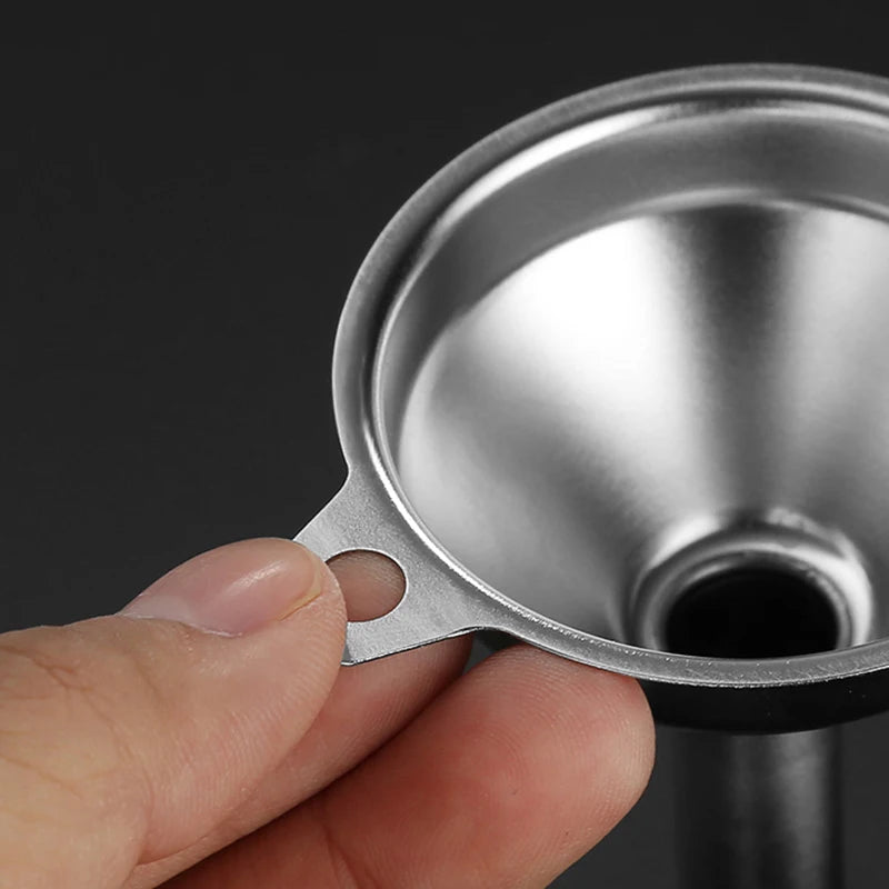Funil de Aço Inox 304 - Com Filtro para Líquidos e Pós